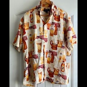 C&B Sport  Button Up Short Sleeve Beer Pattern